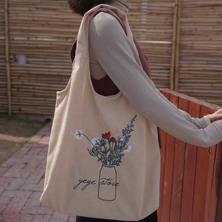 korea ss กระเป๋าผ้าลูกฟูกสะพายข้าง C58 ลายดอกไม้
