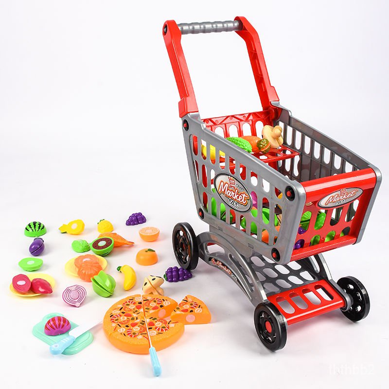 CODCart  (Ki y ild Trolley Ge Market ) /ild's Sing Cart Toy y market Trolley ild r Emutl Frus and Vegetabl Py House Toy