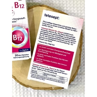Tetesept Vitamin B12 500 Depot รุ่นดูดซึมตลอดวัน 30 เม็ด(รุ่นพิเศษเม็ดเล็ก) จากเยอรมัน