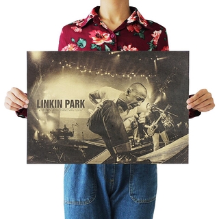 โปสเตอร์กระดาษคราฟท์ ลายวงร็อค Linkin Park ขนาด 51x36 ซม. สไตล์เรโทร สําหรับตกแต่งผนัง คาเฟ่ บาร์