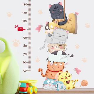 【Zooyoo】สติ๊กเกอร์ติดผนัง Cartoon cat height wall stickers