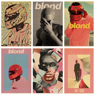 โปสเตอร์ภาพวาด รูป Frank Ocean Blond Portrait สไตล์เรโทร สําหรับตกแต่งผนังบ้าน