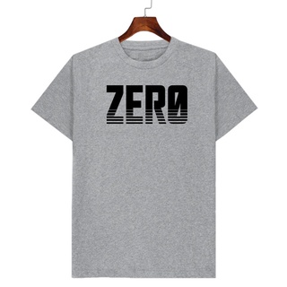 เสื้อยืดผ้าฝ้ายพิมพ์ลายเสื้อยืดสีเทาท๊อป ZERO คอกลม มีเก็บปลายทาง