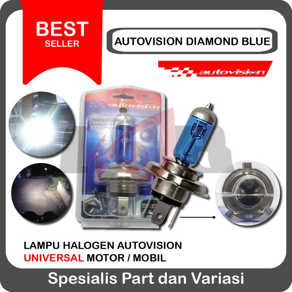 Autovision Diamond Blue H4 H7 5000K 36w 60w หลอดไฟรถจักรยานยนต์รถยนต์