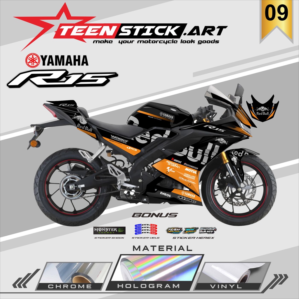 STRIPING R15 V3 - STRIPING HOLOGRAM YAMAHA R15 V3 2017-2021 สีแดง BULL