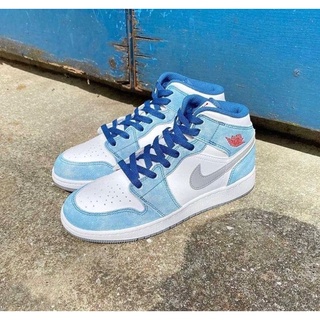 (พร้อมส่ง) Nike Air Jordan 1 Mid “French Blue” (GS)(แท้100%)