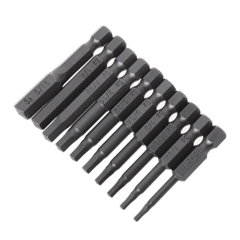 Mon 10 ชิ้นไขควงหกเหลี่ยมแม่เหล็กบิต S2 เหล็ก 1 4 นิ้ว Hex Shank สกรูไดร์เวอร์