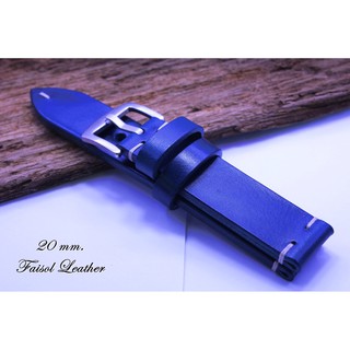 สายนาฬิกาหนังแท้ Vintage Faisol Leather 20 mm.สีน้ำเงิน