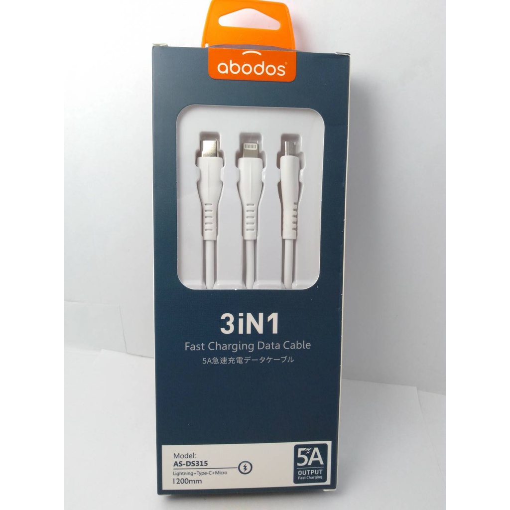 สายชาร์จโทรศัพท์ 3in1AS-DS315 สีขาว