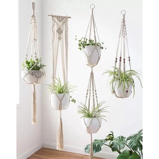 เชือกแขวนตะกร้า macrame แขวนผนัง hangers Air Plant ตกแต่งบ้าน Handcrafted, พืชแขวน แขวนแจกัน