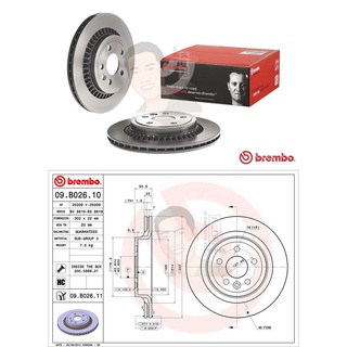 09 B026 11 จานเบรค ล้อ R (ยี่ห้อ BREMBO) รุ่น HC UV VOLVO XC60 ปี2008