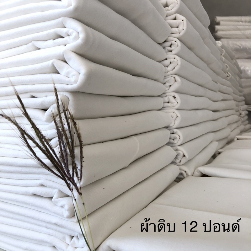 ผ้าดิบ 12 ปอนด์ ราคาถูกสุด หน้า 119 ซม. ผ้าขาว ไม่บาง ตัดหลา เนื้อ TC