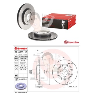 09 8655 11 จานเบรค ล้อ F (ยี่ห้อ BREMBO) รุ่น HC UV MINI R50 R53 วัน/คูเปอร์/S ปี2001-2006