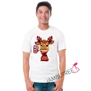 เสื้อยืดผ้าฝ้าย เสื้อยืดคริสต์มาสJambutree Funny Merry Christmas Party Celebration Reindeer Ho Ho Ho Fashion Unisex Grap