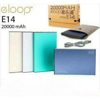 Powerbank Eloop E14 ของแท้ 100% แบตสำรอง ความจุ 20000mAh ฟรีสายชาร์จและซองผ้ากำมะหยี่