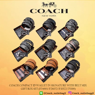 COACH COMPACT ID WALLET WITH BELT MIX GIFT BOX SET (F74993//F75399//F31522//F26072)