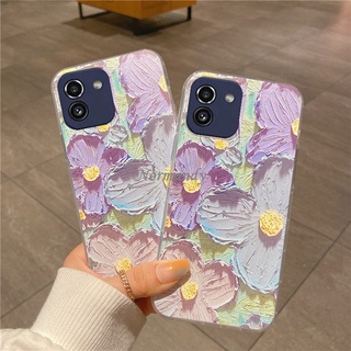 เคสโทรศัพท์ 2022 NEW Casing Samsung Galaxy A03 S22+ Ultra Plus S21 FE 5G Painting Flowers Phone Case TPU Softcase Protect Back Cover เคส