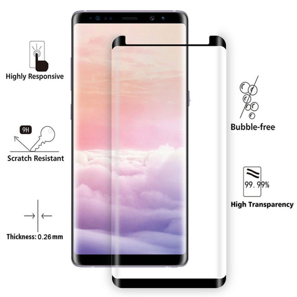 ฟิล์มกระจก เต็มจอโค้ง กาวเต็มแผ่น ซัมซุง โน้ต 8 Full Glue Tempered Glass Screen For Samsung Galaxy Note 8 (6.3)