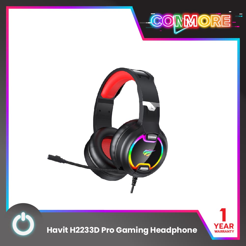 Havit H2233D Pro Gaming Headphone หูฟังเกมมิ่ง (Black/Red)