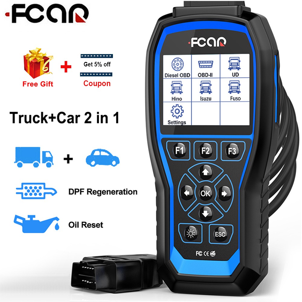 Fcar F506 Pro เครื่องสแกนเนอร์วินิจฉัยรถบรรทุกดีเซล ABS SRS IMMO TPMS Pickup Bus Excavator Professio