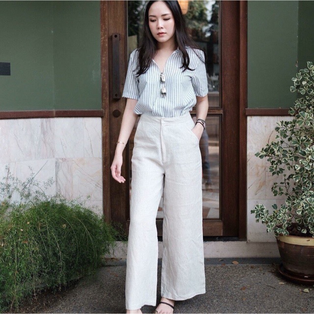 กางเกงขายาว ผ้าลินินแท้ Akara (Used)