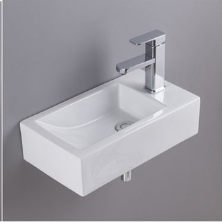 อ่างล้างหน้าเซรามิกทรงสี่เหลี่ยมแบบแขวน 26x46x12(Hanging basin DD026 )