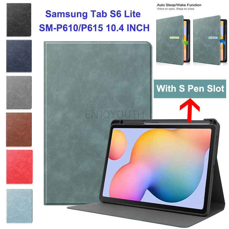 เคสอัจฉริยะ Samsung Tab S6 Lite 10.4 2020 P610 P615 Casing With S Pen Slot Book Cover