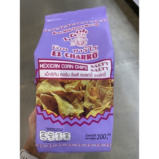 แผ่นแป้ง ข้าวโพด ทอดกรอบ โรยเกลือ ตรา เอล ชาร์โล 200g. El Charro Mexican Corn Chips Salty