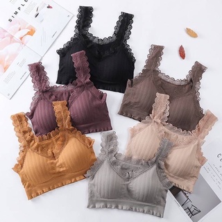 Sport bra สปอร์ตบรา สายลูกไม้​เนื้อผ้านุ่ม ยืดหยุ่น ใส่สบายมีฟองน้ำในตัวNo.- A6623#