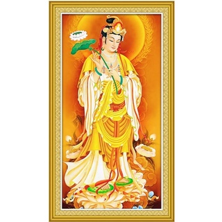ครอสติชคริสตัลเม็ดกลมติดเต็มลาย ขนาด40×80cm เจ้าแม่กวนอิม(tt078)
