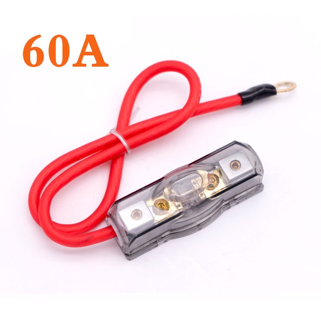 เครื่องเสียงรถยนต์ Refit Fuse Holder ทองแดงบริสุทธิ์ 4/8 10Ga Wire Audio 0.5m Power Cable