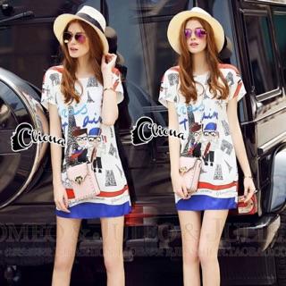 Cliona Made Paris Boyz Printing Shirt Dress