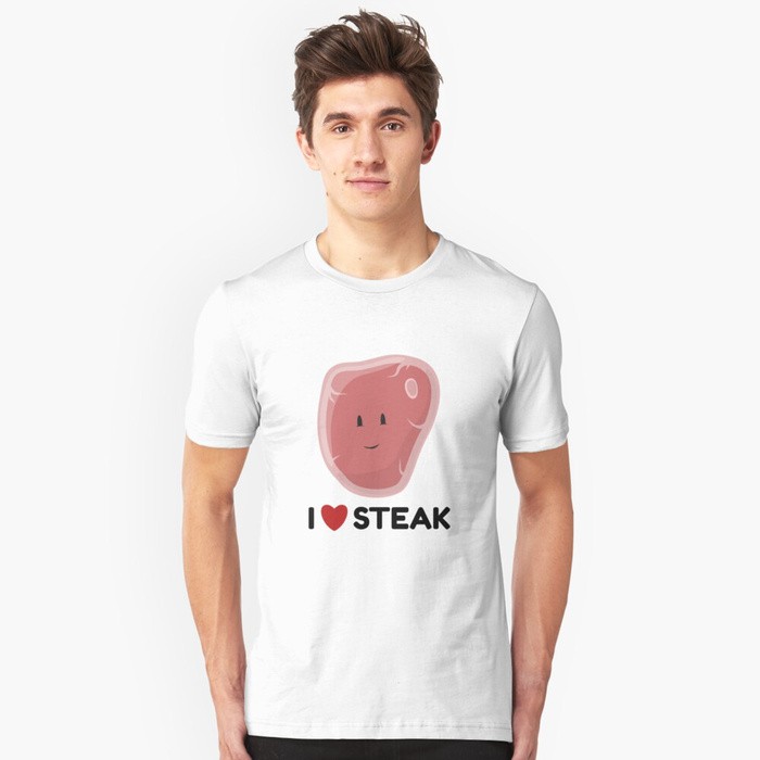 I LOVE STEAK LOVER เสื้อยืด MEAT FOOD TSHIRT - I LOVE STEAK TSHIRT - I LOVE STEAK CLOTHES