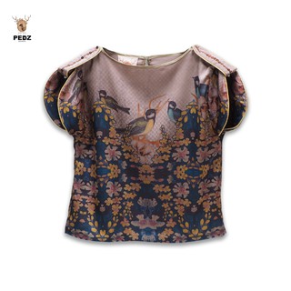 PEDZ Brown Bird&amp;Zinnia Crop Top