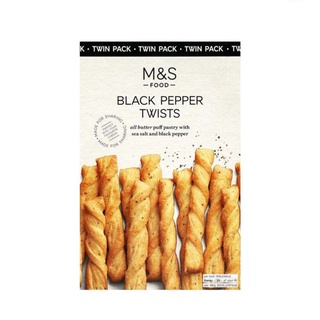 m&amp;s 🧀 black pepper twists 125g.ขนมปังกรอบรสเนยพริกไทยดำ