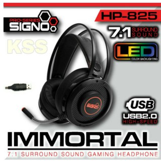 หูฟังเกมมิ่ง SIGNO PRO-SERIES HP-825 IMMORTAL ระบบเสียง 7.1เสียงชัดเจนเสียงเบสแน่นแจ่มแมว(สินค้าพร้อมจัดส่ง)