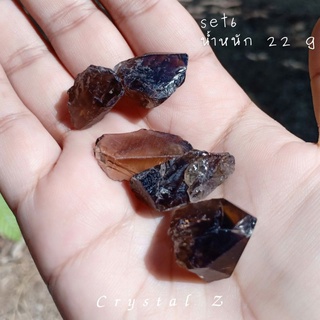 Smoky Quartz #set6#หินดิบ ประกอบด้วย 5 ชิ้น