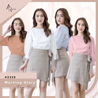 ARINDA Morning Glory Top  2329 : เสื้อคอปาด แขน 5 ส่วน ดีเทลแขนพองนิดๆ สวยหรู คุณหนูสุดๆ