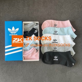 Adidas⚡️set 5คู่1กล่อง⚡️ ถุงเท้าแบรนด์ข้อสั้น กีฬา งานCotton แฟชั่น พร้อมส่ง