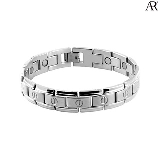 ANGELINO RUFOLO Healthy Magnetic Bracelet ดีไซน์ Luxury Chain สร้อยข้อมือแม่เหล็ก Stainless Steel 316L(สแตนเลส) สีเงิน