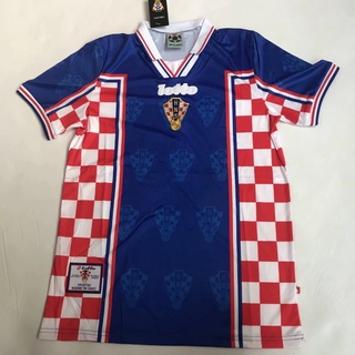 เสื้อกีฬาแขนสั้น ลายทีมชาติฟุตบอล Croatia 98 ชุดเหย้า และทีมเยือน คุณภาพสูง สไตล์เรโทร ไซซ์ S-XXL