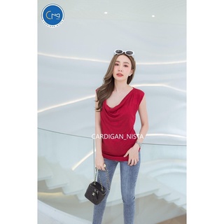 T-Shirtnista TOPSHOP​ เสื้อแขนกุดผ้าสลา​ฟ​ คอถ่วง