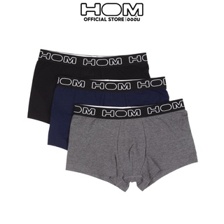 HOM (ออฮ์ม)รุ่น 400387- V002 กางเกงในชาย Boxer Packs 3 ผ้าCottonModal นุ่ม กระชับไม่ม้วนเวลาใส่