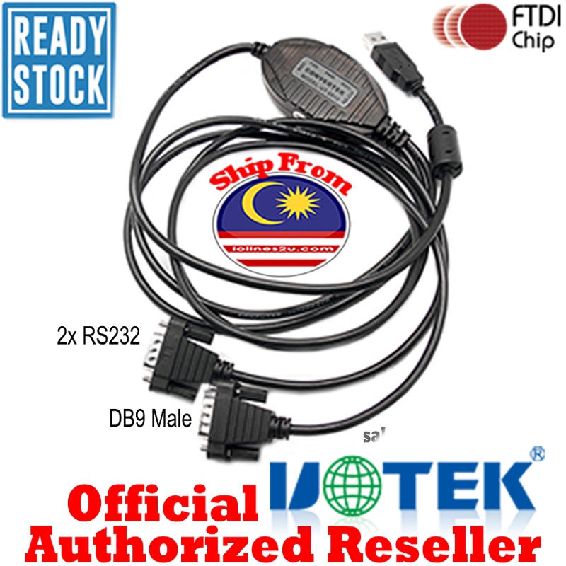 UOTEK UT-8812 USB to Dual SERIAL RS232 2* DB9 อะแดปเตอร์แปลงสาย FTDI FT232 IC PLC Win7/8/10/11 สาย U