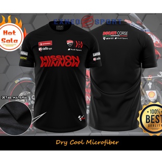 คอตต้อนคอกลมเสื้อยืดไมโครไฟเบอร์ พิมพ์ลายกราฟฟิค Ducati Racing Team Motor Sport MotoGp BajuS-5XL