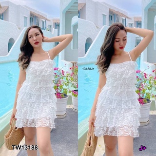 PP13188 เดรสสายเดี่ยวลูกไม้สานหลัง