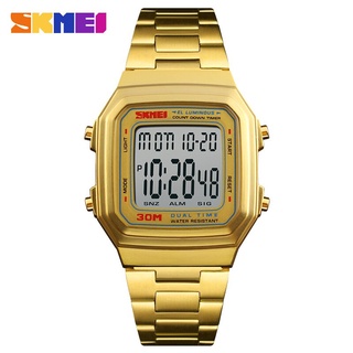 SKMEI Men Fashion Outdoor Digital Sports Watches Countdown Alloy Strap Dual Time Luminous Wristwatch Saat 1337