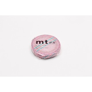 mt masking tape pink flower stripe (MTEX1P176) / เทปตกแต่งวาชิ ลาย pink flower stripe แบรนด์ mt masking tape ประเทศญี่ปุ