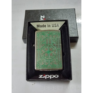 Zippo รุ่น49593 สีเงิน ผิวโครเมี่ยมขัดตะไบ ลายแบบสกรีน ของใหม่ไม่ผ่านการใช้งาน มาพร้อมกล่อง รับประกันของแท้