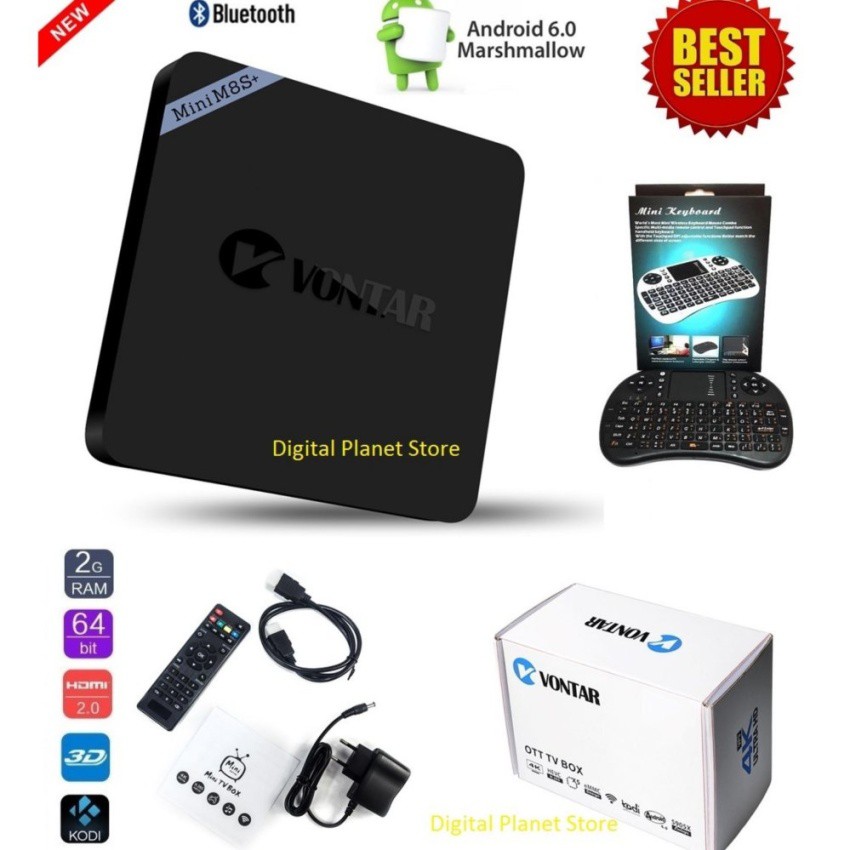 M8S+ plus Android Smart TV Box UHD 4K 64Bit Cpu Ram2G Android